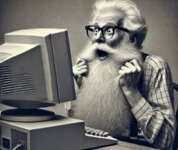 Old Man with computer